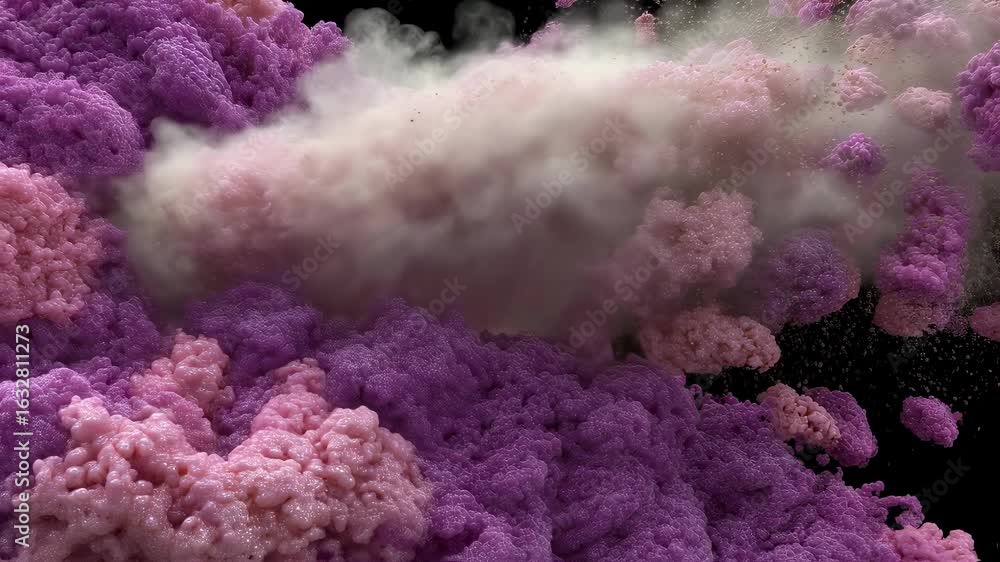 Poster High detail 3D rendering showing mucus and allergens interacting in sinuses triggering an intense sneeze and cloudy expulsion.
