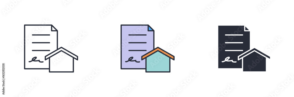 Poster contract icon. line, solid and filled outline colorful version, outline and filled vector sign. idea