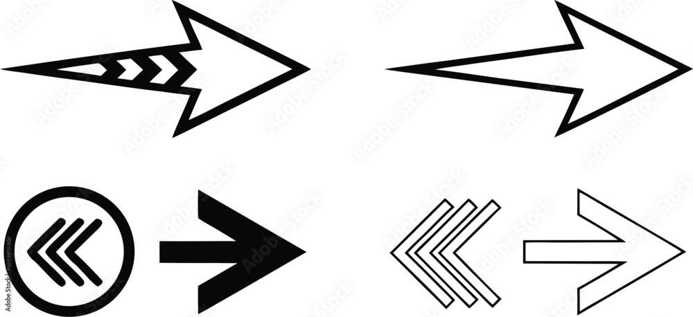 Poster diverse arrow set vector illustration pointing directions with unique designs for web and print proj