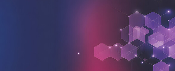 Digital Hexagon Connection: A stunning digital artwork showcasing interconnected hexagonal shapes with a captivating gradient background.