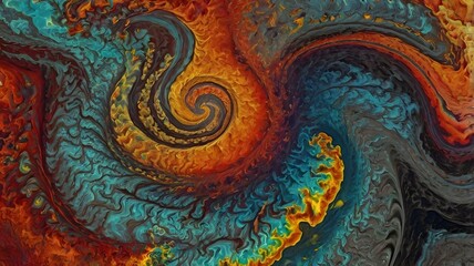Vibrant abstract swirls forming a vortex over tectonic plates