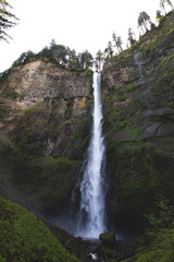 long thin waterfall in pacific northwest oregon