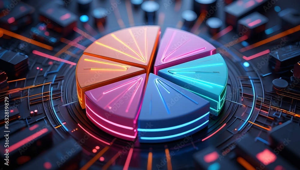 Aufkleber pie chart data analysis visualization digital marketing and business intelligence ai