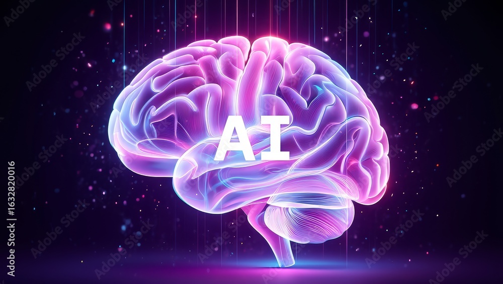 Aufkleber ai brain artificial intelligence neural network deep learning technology concept art