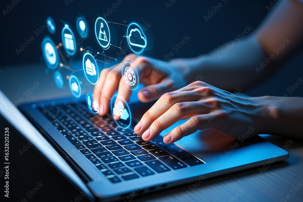 Poster exploring cloud computing technology solutions for business data management online