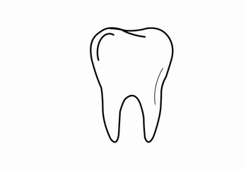Lean, simple line art icon of a tooth for general dentistry