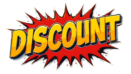 Explosive Discount word in comic book pop art style.