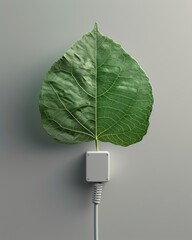 photorealistic 3d render of a leaf transforming into a power cable, visual metaphor for sustainable technology, neutral background --ar 4:5 --raw --v 6 Job ID: 9ecdfe43-16b8-4290-9578-8ef9a2e35ca4