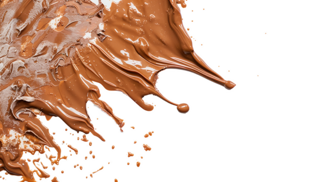 Brown Paint Brush Stroke with Splatter on Transparent Background