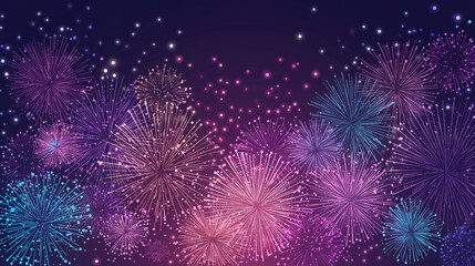 Colorful Fireworks Exploding in Night Sky