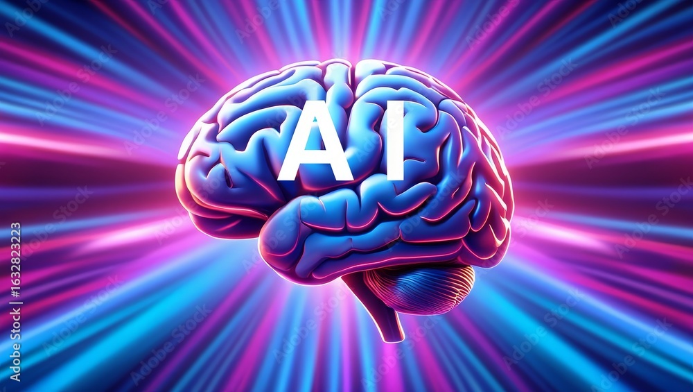 Aufkleber ai brain technology concept with glowing background for artificial intelligence tech