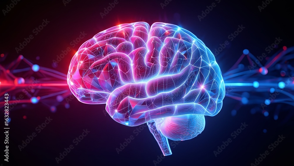 Poster artificial intelligence brain neural network digital mind technology concept art