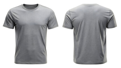 Gray T-Shirt Round Neck Template From Two Sides

