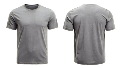 Gray T-Shirt Round Neck Template From Two Sides

