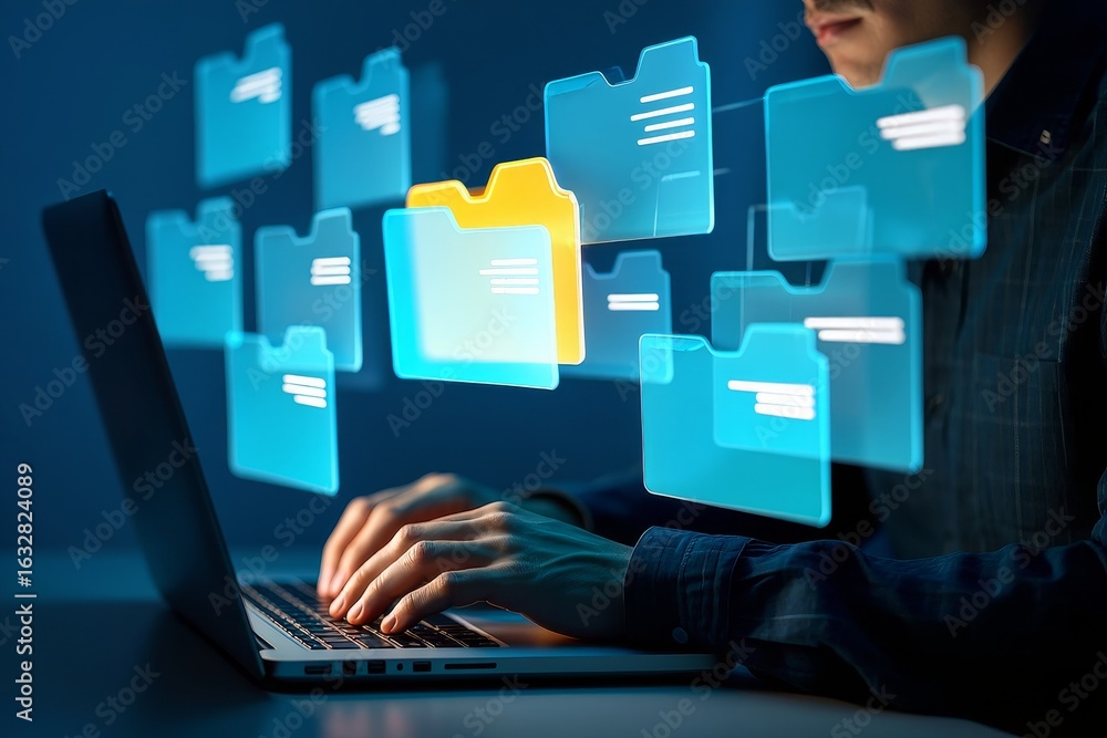 Fototapete understanding data management using laptop for efficient file organization today