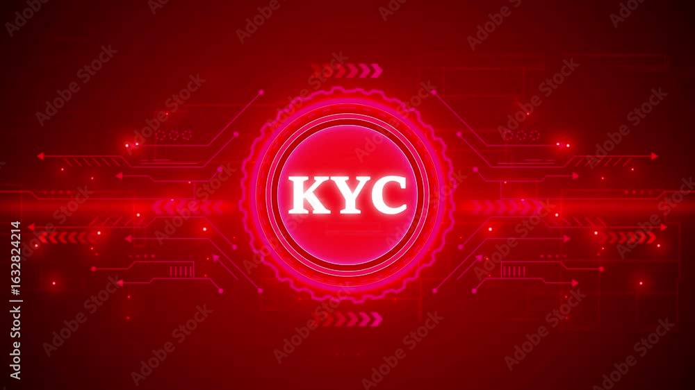 Poster kyc – know your customer. kyc concept head up display (hud ui) panel and futuristic technology abstr