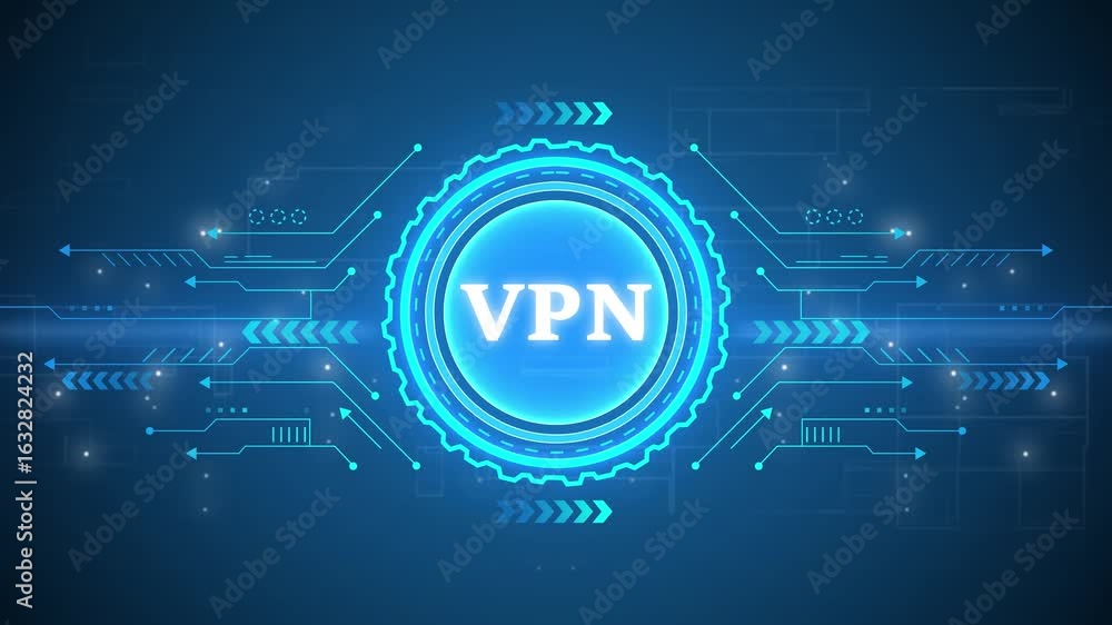 Poster vpn – virtual private network. vpn concept head up display (hud ui) panel and futuristic technology 