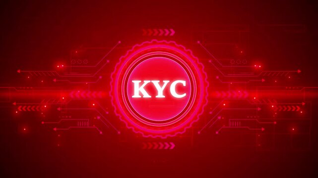 KYC &ndash; Know Your Customer. KYC concept head up display (HUD UI) panel and futuristic technology abstract background internet of things animation concepts