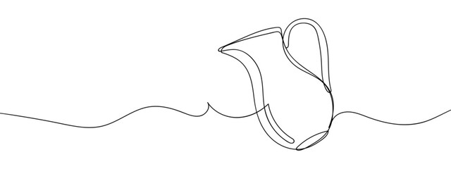 Obraz premium Continuous line vector of a pitcher pouring water. editable stroke.