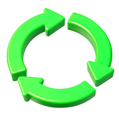 Green Plastic Looped Arrows in Circle 3D Icon

