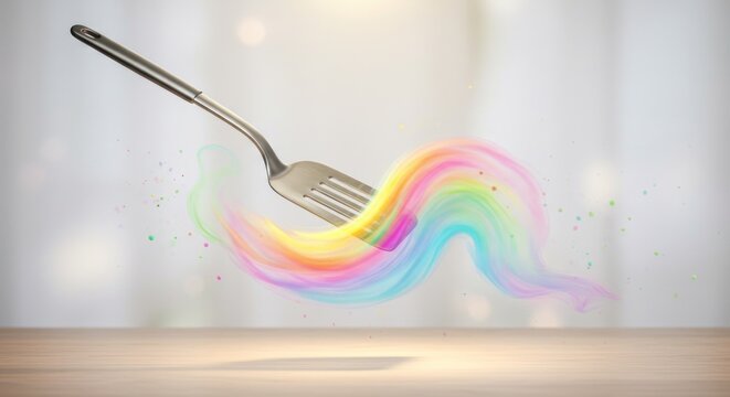Colorful spatula with rainbow - Powered by Adobe