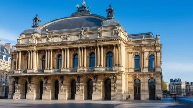 Opera house and chamber of commerce in Lille, France. 4k video