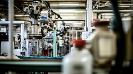 Naklejka premium Industrial machinery in a factory setting.