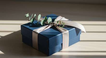 Gift box with eucalyptus