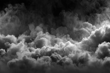 Dense Abstract Smoke Clouds on Dark Black Background