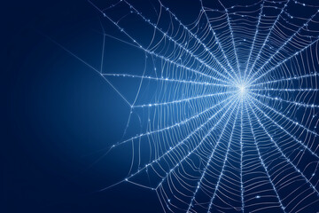 Web Abstract Glowing Spider Network on Dark Blue