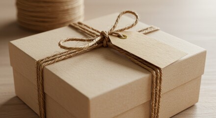 Gift box tied with twine