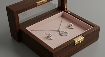 Jewelry set in wooden box