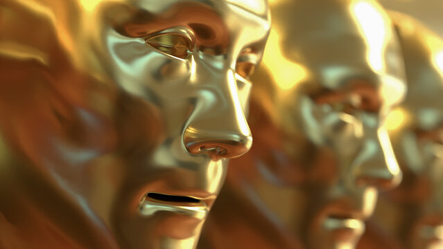 The Gold face for Abstract Background concept 3d Rendering.