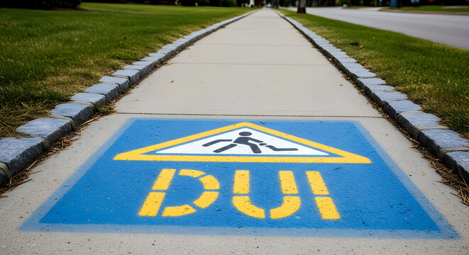 Pathway Marked With Warning of Driving Under the Influence For Public Safety