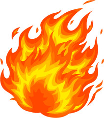 Vivid and dynamic cartoon flame illustration representing heat and energy intensely