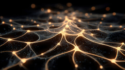 Stunning neural network visualization with glowing connections for AI and machine learning concepts, showcasing advanced technology and innovative digital solutions, perfect for tech presentations