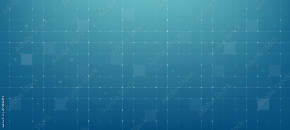 Aufkleber blue grid with crosses and circles on a gradient background, symbolizing a modern hud graphic. futur