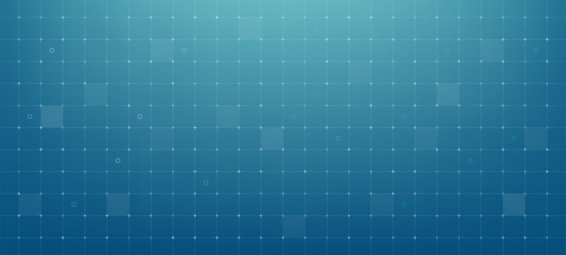Blue grid with crosses and circles on a gradient background, symbolizing a modern hud graphic. Futurism and data.