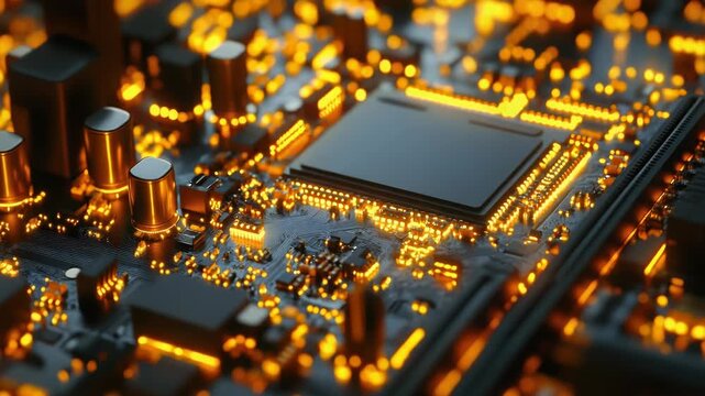 A detailed image of a computer motherboard components