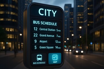 Obraz premium City transport schedule digital information kiosk for public transportation