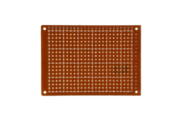 Perforated prototyping board with alphanumeric coordinates is isolated.