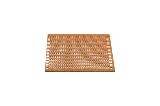 Single copper prototyping board with plated holes is isolated.
