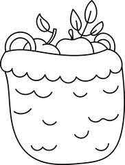 Basket of Apples Line Drawing