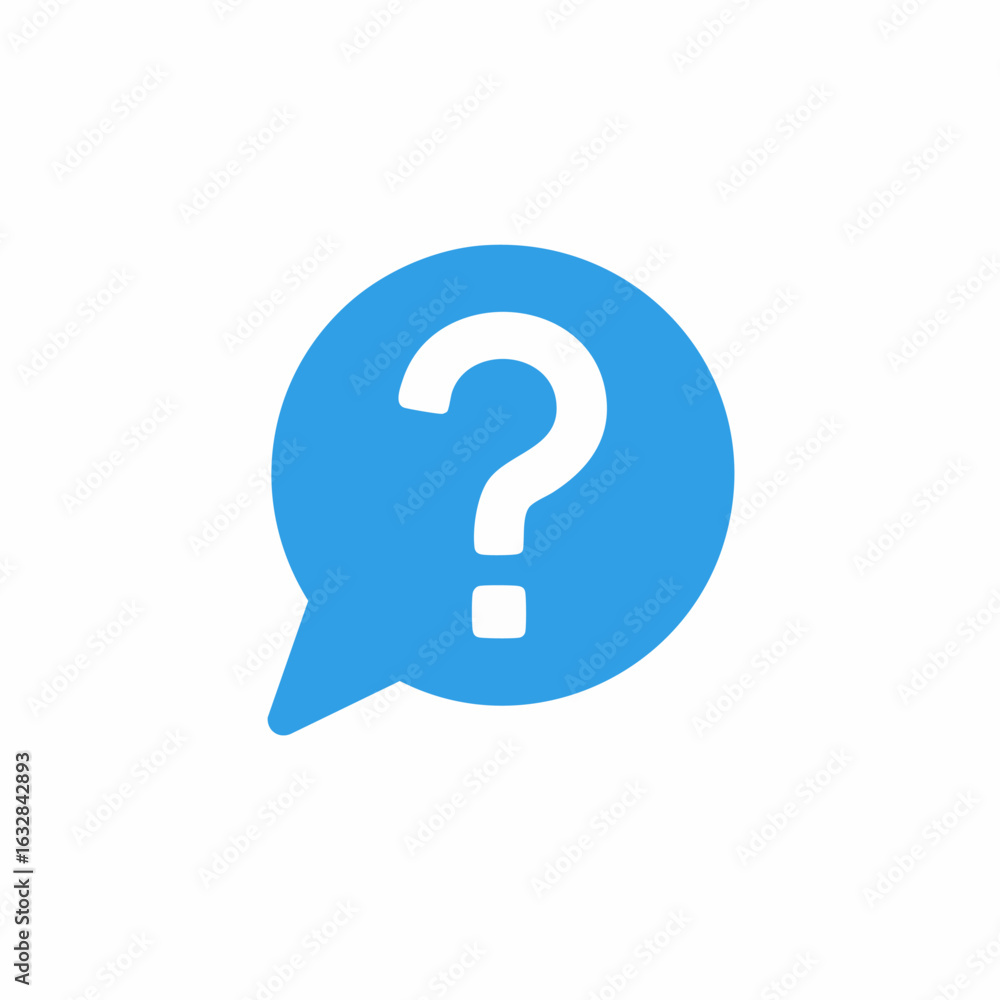 Poster blue speech bubble with question mark. simple question mark icon inside light blue speech bubble. th