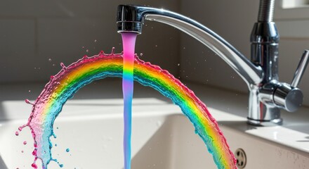 Colorful rainbow water splash