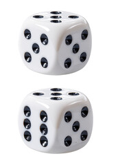 Two white dice, close-up