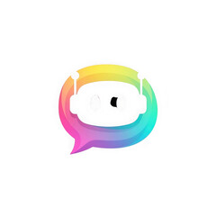 Obraz premium Chatbot icon with rainbow speech bubble isolated on transparent background