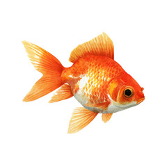 Fototapeta premium Orange goldfish, side view, bright colors
