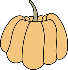 Cartoon Pumpkin with Curved Lines