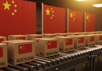 China manufacturing export import trade concept made in china products supply chain